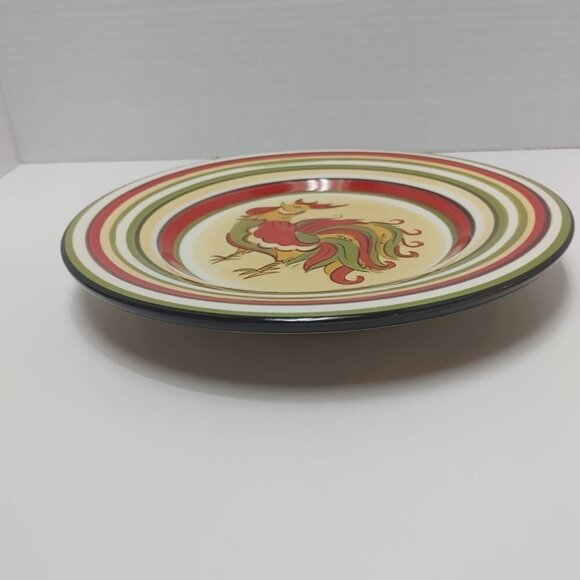 Salad Plates Red Green Yellow Trim Tabletops Gallery Rafael Rooster 8.5" - Picture 5 of 7